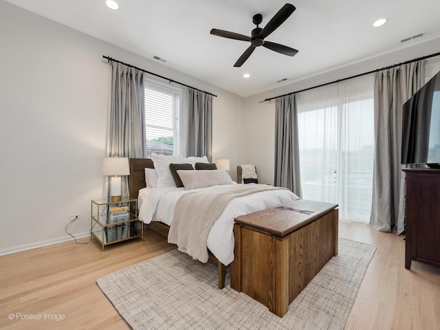 2026 W Pierce Ave Unit 7, Chicago, IL 60622 - bedroom with light wood-type flooring, recessed lighting, and ceiling fan