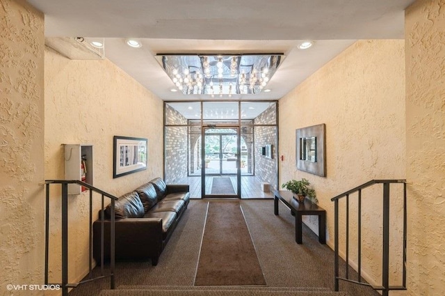 2005 Valencia Dr Unit 301, Northbrook, IL 60062 - common area with a textured wall, recessed lighting, and expansive windows