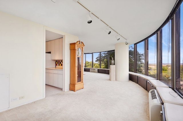 505 N Lake Shore Dr Unit 408, Chicago, IL 60611 - interior space featuring light colored carpet, rail lighting, and expansive windows