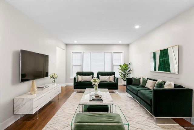 2552 W 117th Pl, Chicago, IL 60655 - living room featuring dark wood-style floors and recessed lighting