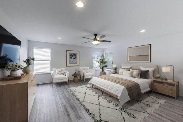 31692 N Clearwater Dr, Lakemoor, IL 60051 - bedroom with wood finished floors, recessed lighting, and a ceiling fan