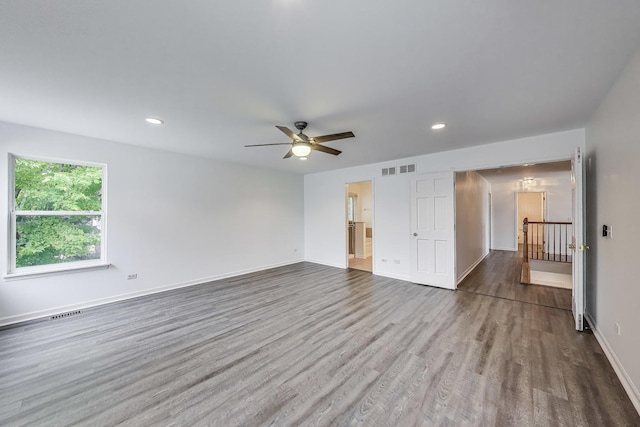 31692 N Clearwater Dr, Lakemoor, IL 60051 - empty room featuring wood finished floors, ceiling fan, and recessed lighting