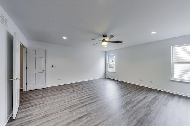 31692 N Clearwater Dr, Lakemoor, IL 60051 - unfurnished room with ceiling fan, dark wood finished floors, and recessed lighting