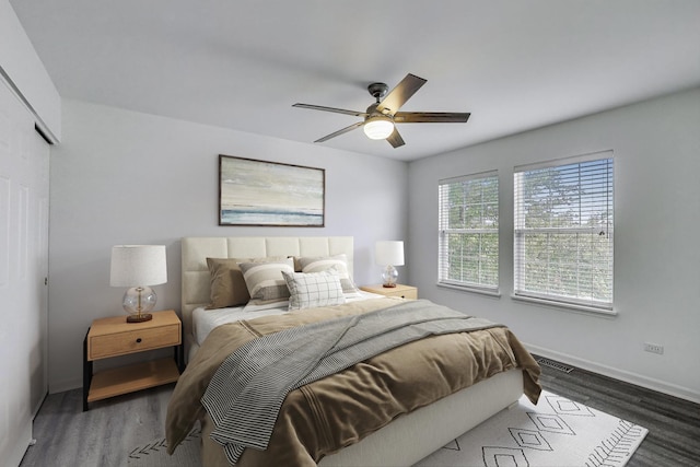 31692 N Clearwater Dr, Lakemoor, IL 60051 - bedroom with wood finished floors, a closet, and a ceiling fan