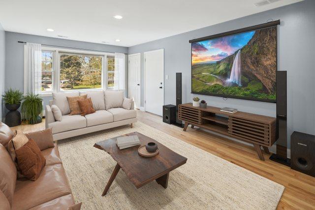 323 Marshall Rd, Bensenville, IL 60106 - living area with wood finished floors and recessed lighting