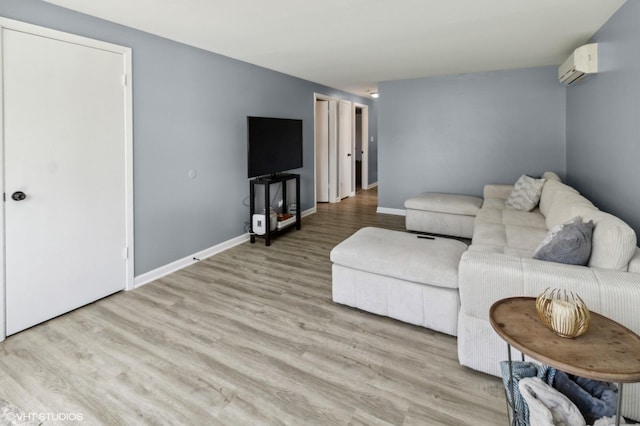 323 Marshall Rd, Bensenville, IL 60106 - living room with a wall mounted AC and wood finished floors