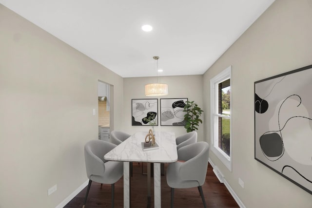 14112 S Hoxie Ave, Burnham, IL 60633 - dining room with dark wood-type flooring, recessed lighting, and a chandelier