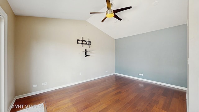 228 Dunton Ct, Mundelein, IL 60060 - spare room with wood finished floors, a ceiling fan, and vaulted ceiling