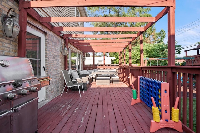 2837 W Coyle Ave, Chicago, IL 60645 - wooden deck with outdoor lounge area and grilling area