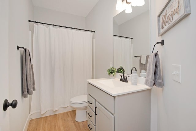 1723 Glenbridge Rd, Bloomington, IL 61704 - bathroom featuring vanity, wood finished floors, and curtained shower