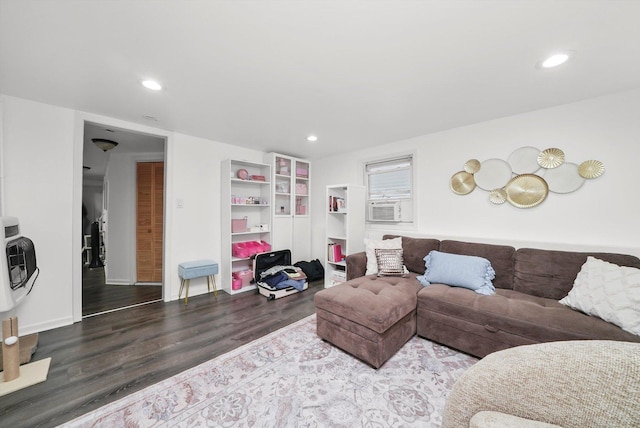 5044 W Roscoe St, Chicago, IL 60641 - living room featuring wood finished floors, heating unit, recessed lighting, and cooling unit