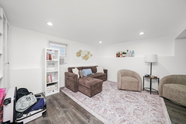 5044 W Roscoe St, Chicago, IL 60641 - living room featuring dark wood-type flooring and recessed lighting