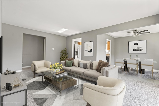 1249 Cunningham Dr Unit 2E, Calumet City, IL 60409 - living room featuring ceiling fan and baseboards