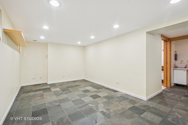 2111 Lake Ave, Wilmette, IL 60091 - finished basement with stone finish flooring and recessed lighting