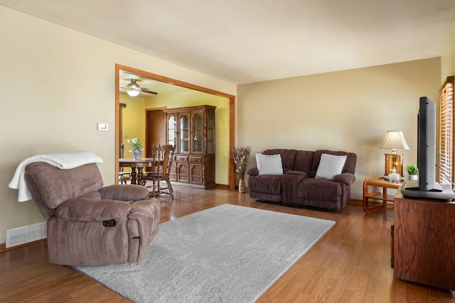 440 Charles Ct, South Elgin, IL 60177 - living room with wood finished floors and a ceiling fan
