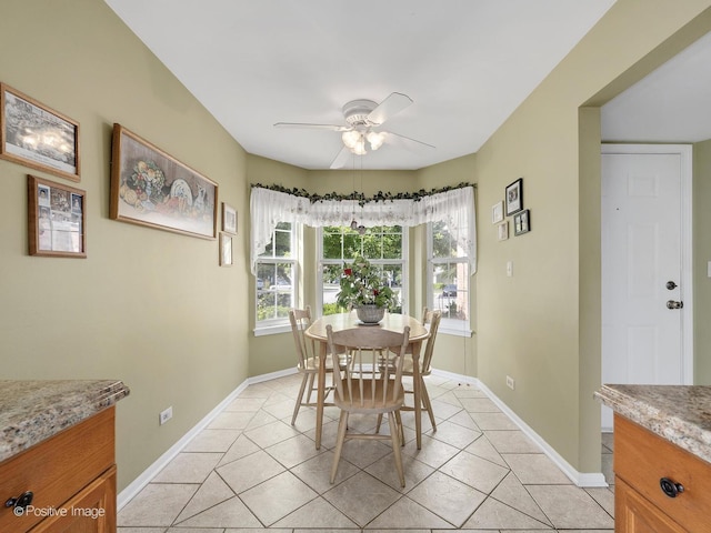 673 Kingsbridge Dr, Carol Stream, IL 60188 - dining area with ceiling fan, plenty of natural light, and light tile patterned floors