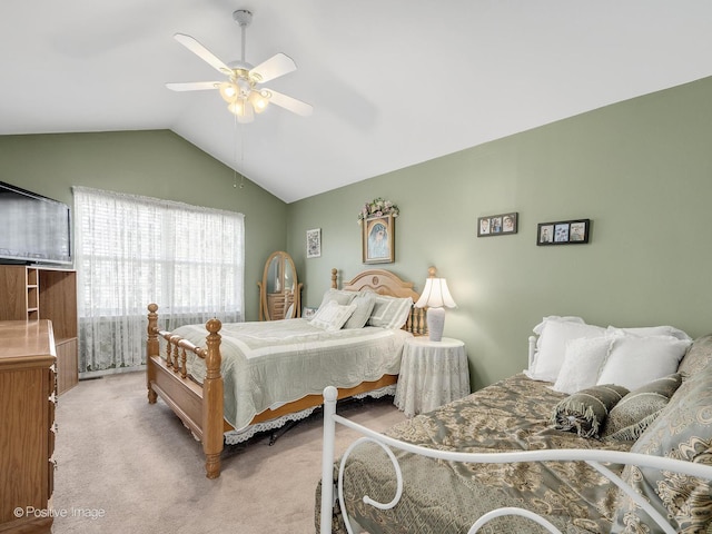 673 Kingsbridge Dr, Carol Stream, IL 60188 - carpeted bedroom with lofted ceiling and a ceiling fan