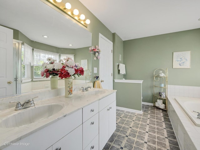 673 Kingsbridge Dr, Carol Stream, IL 60188 - full bathroom with a bath and double vanity