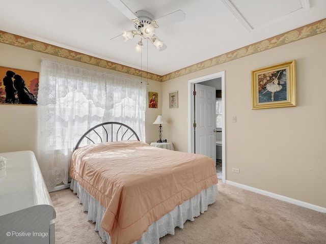 673 Kingsbridge Dr, Carol Stream, IL 60188 - bedroom featuring light colored carpet, attic access, and a ceiling fan
