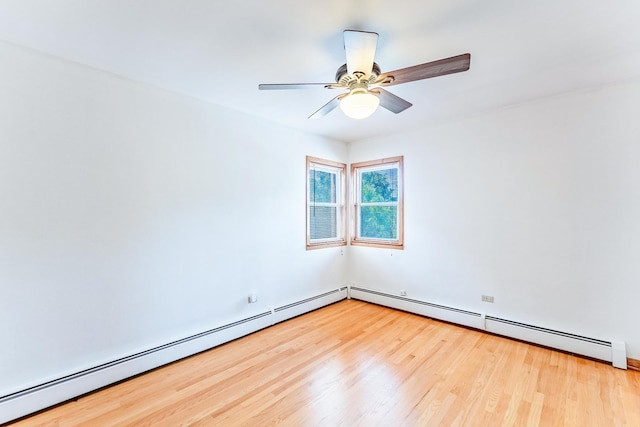 2418 S 58th Ave, Cicero, IL 60804 - spare room with baseboard heating, wood finished floors, and a ceiling fan