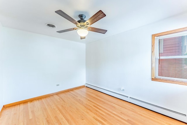 2418 S 58th Ave, Cicero, IL 60804 - unfurnished room with baseboard heating, wood finished floors, and ceiling fan