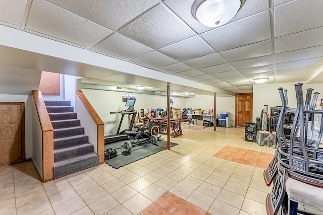 2418 S 58th Ave, Cicero, IL 60804 - exercise room with a paneled ceiling and light tile patterned floors