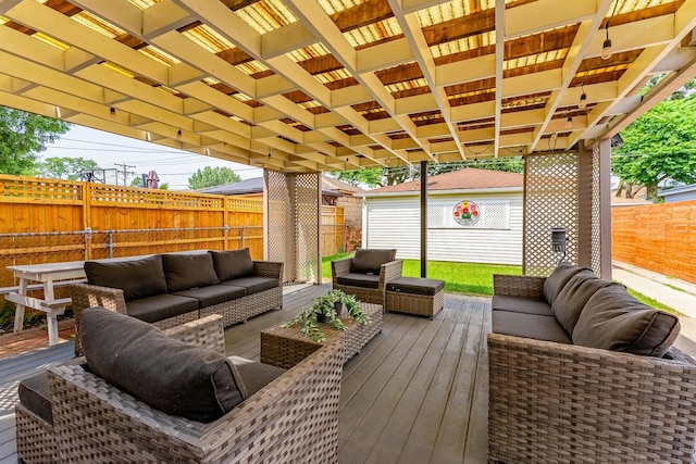 2418 S 58th Ave, Cicero, IL 60804 - wooden terrace featuring outdoor lounge area and a fenced backyard