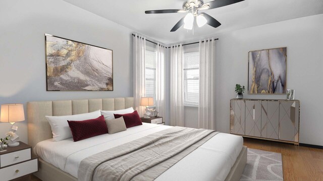 7319 N Oakley Ave Unit 3A, Chicago, IL 60645 - bedroom with wood finished floors and a ceiling fan