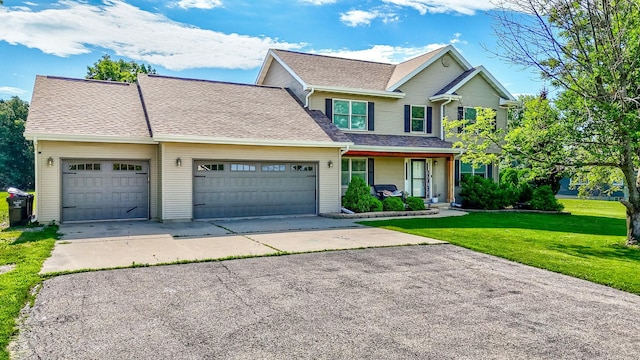 2020 Autumnwood Dr, Ottawa, IL 61350 - view of front of house with asphalt driveway, a front lawn, a garage, and a porch
