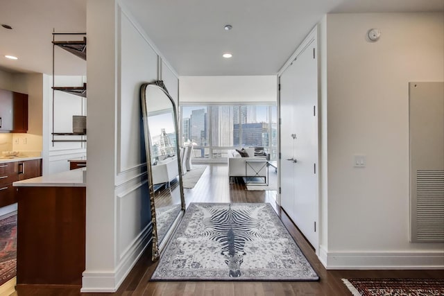 401 N Wabash Ave Unit 35J, Chicago, IL 60611 - hallway with dark wood-type flooring and recessed lighting