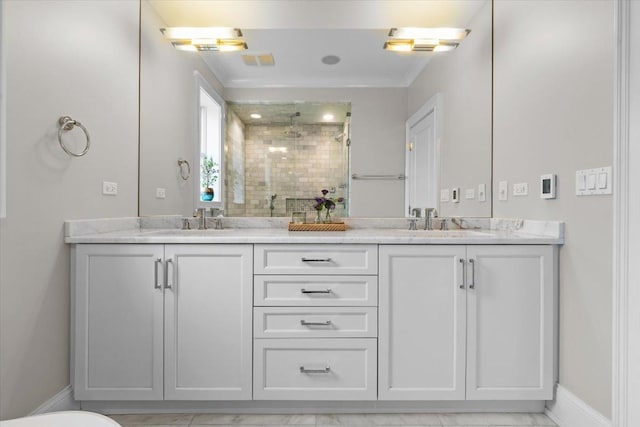 657 W Melrose St Unit 2, Chicago, IL 60657 - full bathroom featuring a shower stall and double vanity