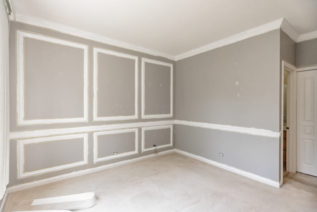 24625 Woodstock Dr, Plainfield, IL 60585 - empty room featuring light carpet and ornamental molding