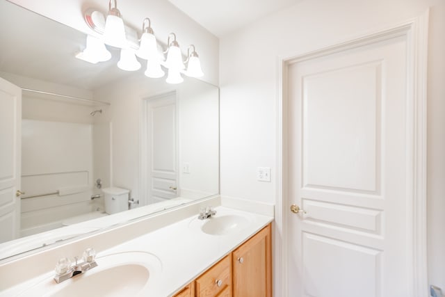 24625 Woodstock Dr, Plainfield, IL 60585 - bathroom with double vanity and washtub / shower combination