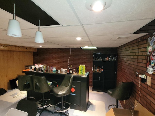 19936 S Spruce Dr, Frankfort, IL 60423 - indoor bar with brick wall and a drop ceiling