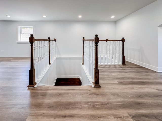 7755 S Wolcott Ave, Chicago, IL 60620 - staircase with wood finished floors and recessed lighting