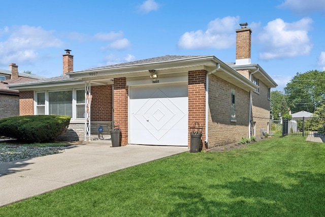 9007 Forestview Rd, Evanston, IL 60203 - view of property exterior featuring a chimney, brick siding, and driveway