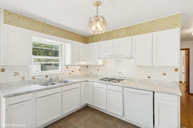 901 S Can Dota Ave, Mount Prospect, IL 60056 - kitchen with white appliances, under cabinet range hood, and white cabinetry