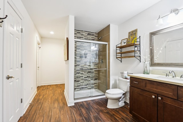 51 Mitchell Cir, Wheaton, IL 60189 - full bath with a stall shower, wood finished floors, vanity, and recessed lighting