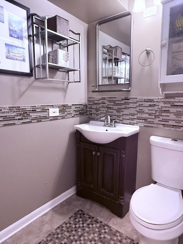 3660 N Lake Shore Dr Unit 1309, Chicago, IL 60613 - half bathroom with vanity, decorative backsplash, and tile patterned floors