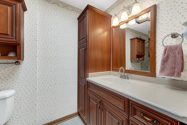13007 S Oak Park Ave, Palos Heights, IL 60463 - bathroom with vanity and wallpapered walls