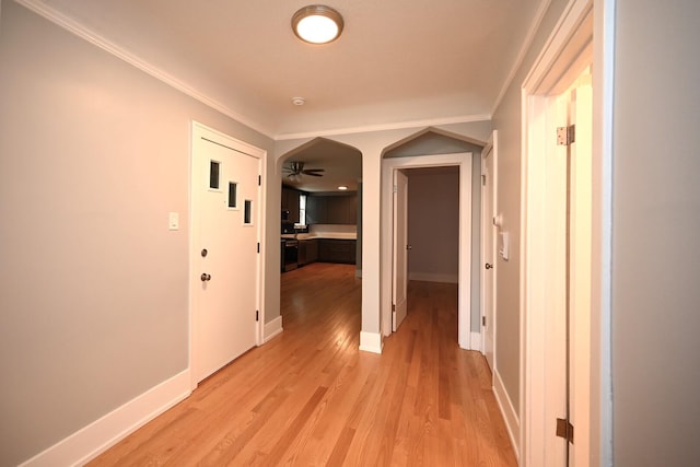 1631 Monroe St, Evanston, IL 60202 - corridor with crown molding and light wood-style flooring