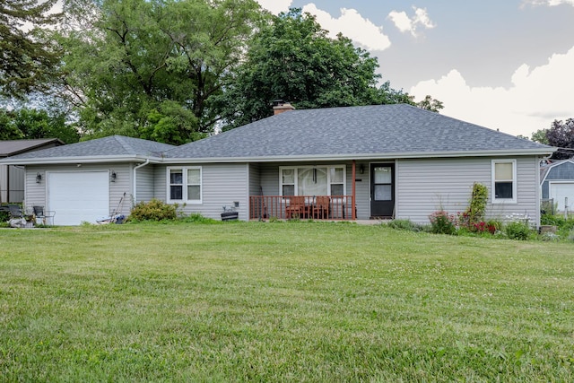 17848 W Fairfield Ln, Grayslake, IL 60030 - view of front facade featuring a porch, a shingled roof, a front lawn, and a garage