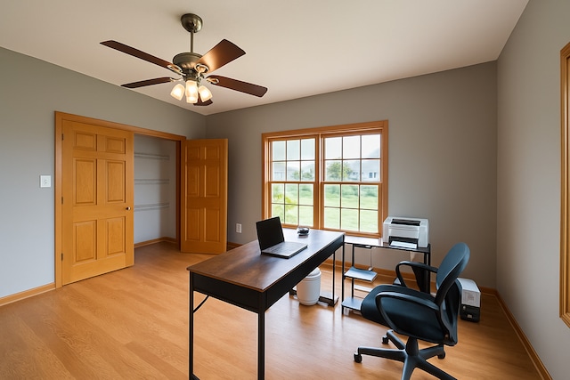 1102 Brian Dr, Manteno, IL 60950 - office featuring light wood-type flooring and ceiling fan