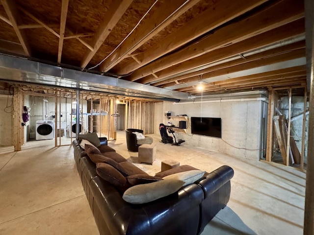 1102 Brian Dr, Manteno, IL 60950 - unfinished basement featuring washing machine and dryer