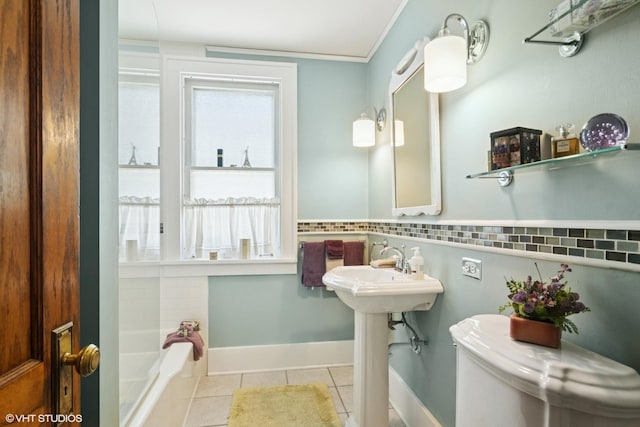 300 W Fremont St, Arlington Heights, IL 60004 - full bathroom featuring tile patterned floors, a bath, and crown molding