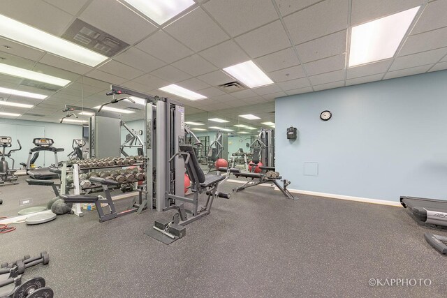 1200 W Monroe St Unit 516, Chicago, IL 60607 - exercise room featuring a paneled ceiling