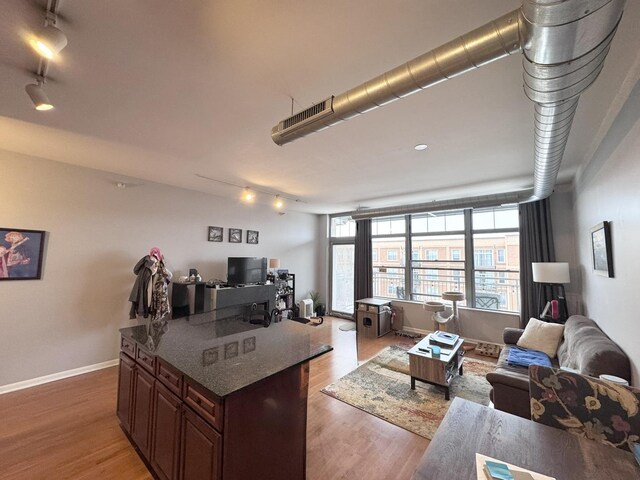 1200 W Monroe St Unit 516, Chicago, IL 60607 - living room with track lighting, light wood-style floors, and an office area