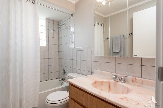 8049 Beloit Ave Unit 2C, Bridgeview, IL 60455 - full bath with shower / bath combo, vanity, tile walls, and crown molding