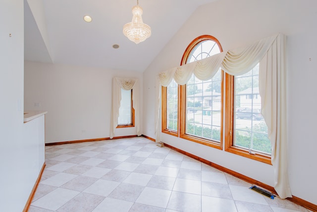535 Weidner Rd, Buffalo Grove, IL 60089 - spare room featuring plenty of natural light, lofted ceiling, a chandelier, and recessed lighting