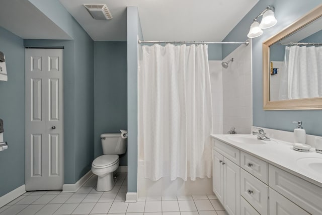 8457 Callie Ave, Morton Grove, IL 60053 - full bath with tile patterned flooring, double vanity, and shower / bath combo